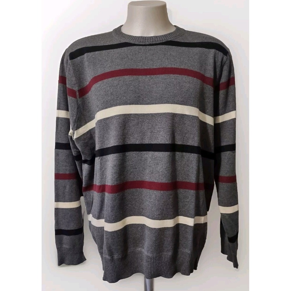 Old Navy Sweater Men's Adult Size XXLarge Pullover Crew Neck Cotton Gray Striped
